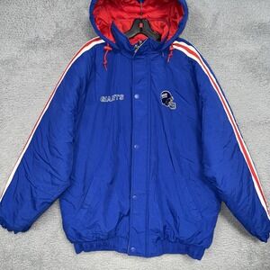VTG Starter New York Giants Puffer Jacket Men's Size‎ L Blue 2-Sided NFL 90s